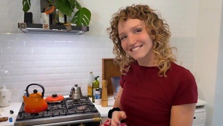 Blonde Serafina Sky moans while being fucked in the kitchen