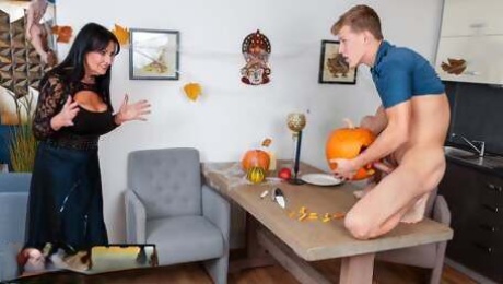 VIP4K. Mature woman is banged by her stepson on Halloween